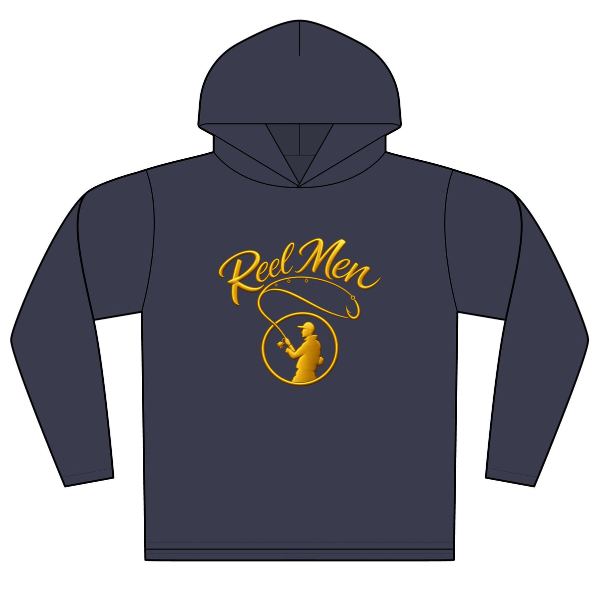 Reel Men Fishing Hoodie — Gold Angler Graphic Pullover